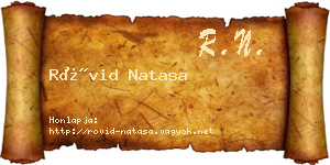 Rövid Natasa névjegykártya